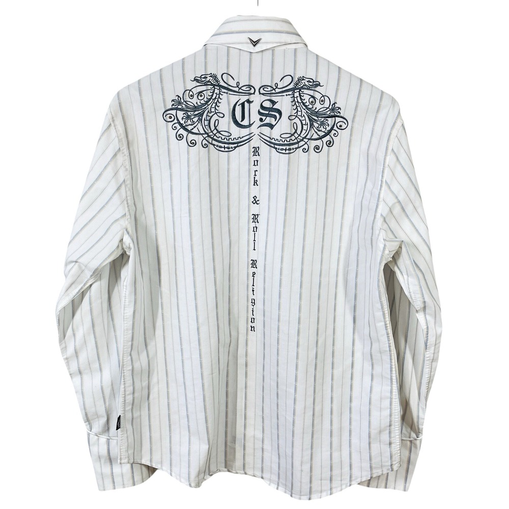 Fender Custom Rock & Roll Religion Shirt Mens M Snaps Embroidery Modern Western